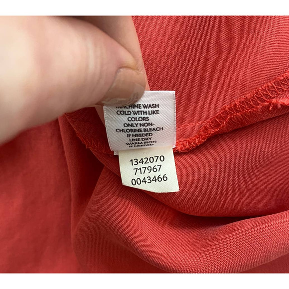 J. Jill 100% Silk Dark Coral Button Down Shirt Large - Picture 8 of 10